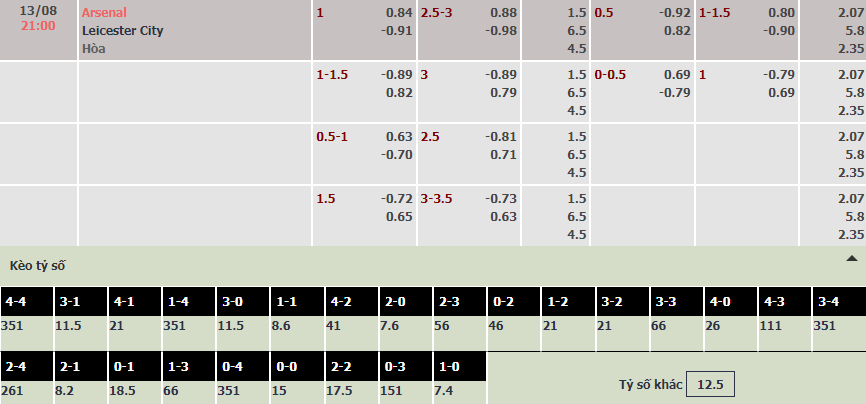 Soi bảng dự đoán tỷ số chính xác Arsenal vs Leicester, 21h ngày 13/8 - Ảnh 1