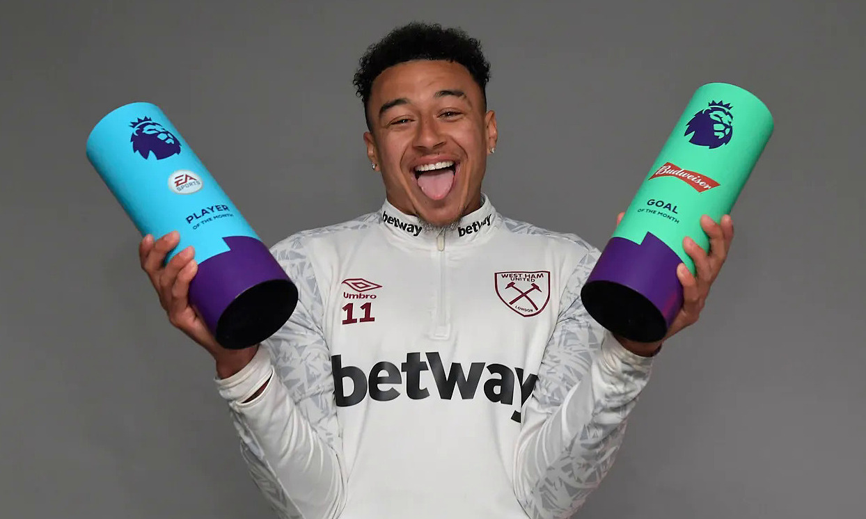 Lingard thành cầu thủ thứ hai trong lịch sử đoạt cú đúp giải thưởng tháng. Ảnh: EPL